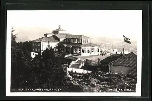 AK Bergen, Floirestauranten, Blick auf die Stadt