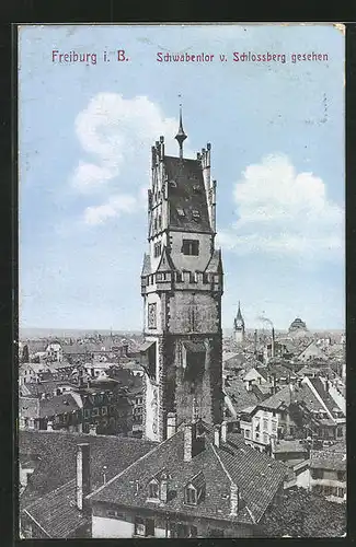 AK Freiburg i. B., Schwabentor v. Schlossberg gesehen