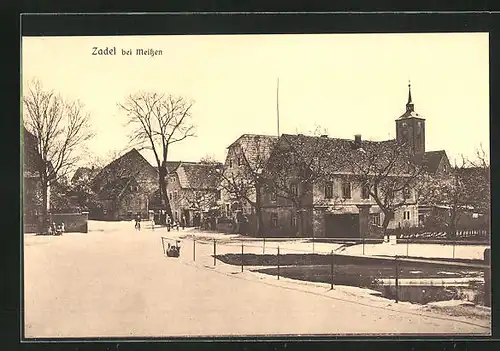 AK Zadel b. Meissen, Ortspartie im Winter