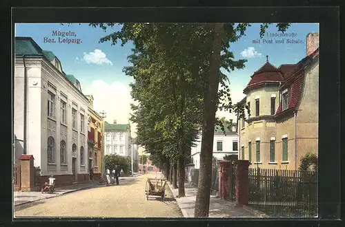 AK Mügeln, Post und Schule in der Lindenstrasse