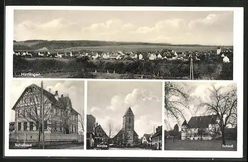 AK Hirrlingen, Totalansicht mit Schulhaus, Kirche und Schloss