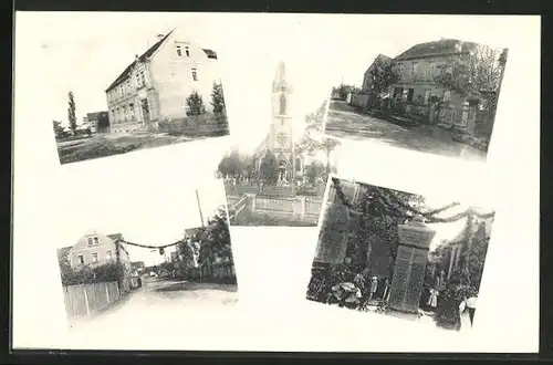 AK Kreinitz, Geschäft, Kirche, Denkmal