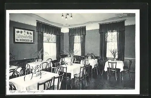 AK Coswig i. Sa., Cafe Saupe, Löwenbräu Ausschank