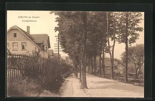 AK Zöblitz i. Erzgeb., Partie in der Bahnhofstrasse