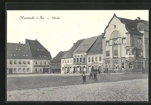 AK Neustadt i. Sa., Cafe Hempel am Marktplatz