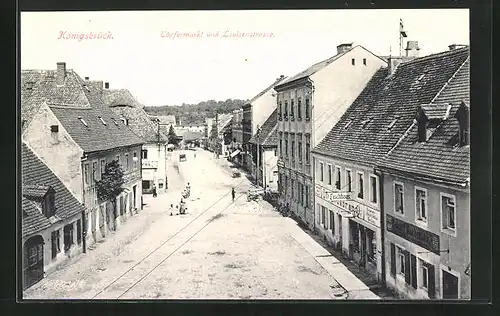 AK Königsbrück, Töpfermarkt mit Louisenstrasse