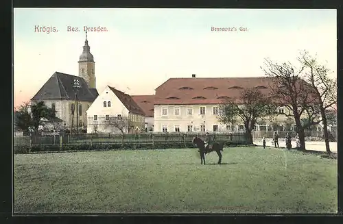 AK Krögis /Bez. Dresden, Kirche auf dem Bennewitz`s Gut