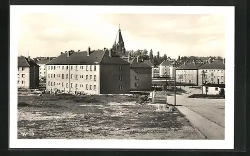 AK Riesa a. E., Neue Siedlung am Stadtrand