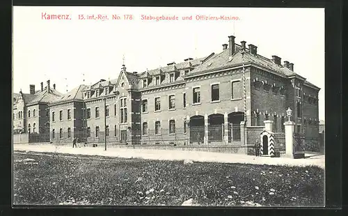 AK Kamenz, Kaserne des 13. Inf.-Rgt. Nr. 178, Stabgebäude und Offiziers-Kasino