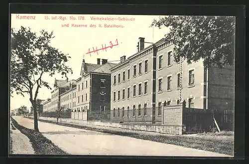 AK Kamenz, 13. Inf.-Rgt. Nr. 178, Verheirateten-Gebäude und Kaserne des II. Bataillons