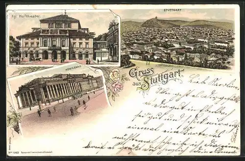 Lithographie Stuttgart, Kgl. Hoftheater, Königsbau
