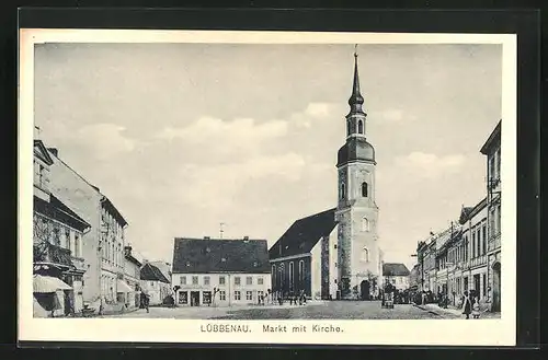 AK Lübbenau, Markt mit Kirche