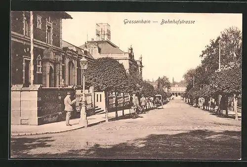 AK Grossenhain, Partie in der Bahnhofstrasse