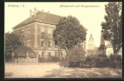 AK Frohburg i. S., Amtsgericht und Kriegerdenkmal