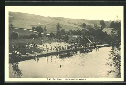 AK Erlbach, Bad Auensee, Herfurtsmühle mit Booten