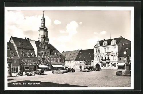 AK Pulsnitz i. Sa., Hotel Grauer Wolf am Hauptmarkt