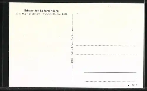 AK Scharfenberg b. Meissen, Elbgasthof und Schloss