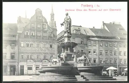 AK Freiberg i. Sa., Denkmal Ottos des Reichen auf dem Obermarkt