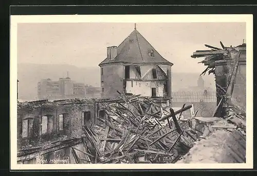 AK Stuttgart, Brand des alten Schlosses 1931, Innansicht gegen den Südturm