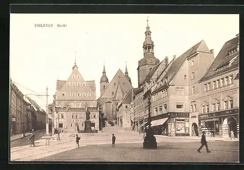 AK Eisleben, Marktplatz mit Kirchturm