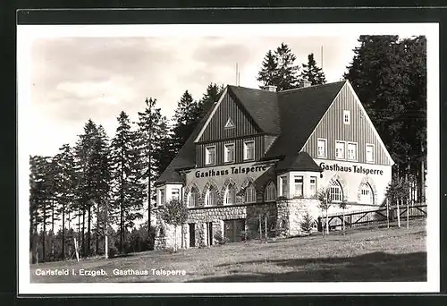 AK Carlsfeld i. Erzgeb., Gasthaus Talsperre, Inh. Max Heidenfelder