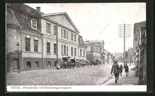 AK Mitau, Poststrasse mit Mädchengymnasium