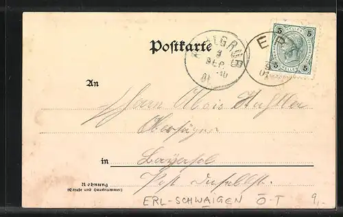 AK Erl-Schwaigen, Gasthaus und Ruine