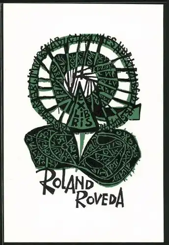 Exlibris Roland Roveda, Abstrakte Blume