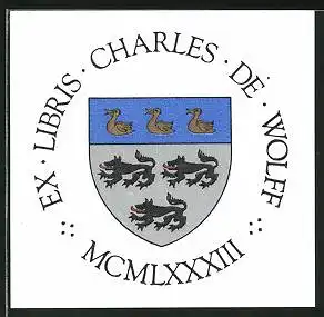 Exlibris Charles de Wolff, Wappen mit Enten