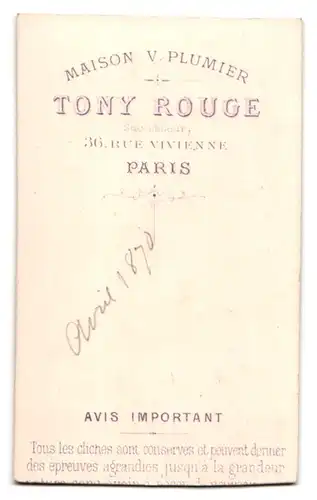 Fotografie Tony Rouge, Paris, 36, Rue Vivienne, Portrait charmanter Herr im Anzug mit Backenbart