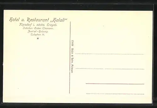 AK Kipsdorf i. sächs. Erzgeb., Hotel und Restaurant Halali