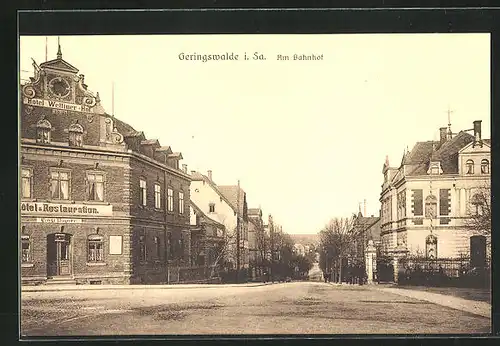 AK Geringswalde i. Sa., Hôtel & Restaurant von Ernst Wagner am Bahnhof