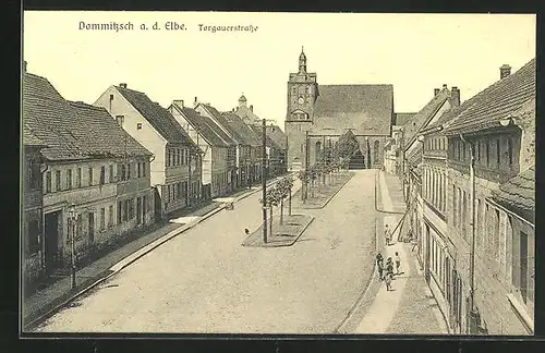 AK Dommitzsch a. d. Elbe, Torgauerstrasse mit Kindern