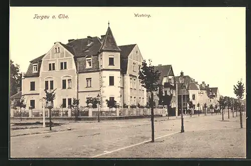 AK Torgau a. Elbe, Westring mit Bäumen