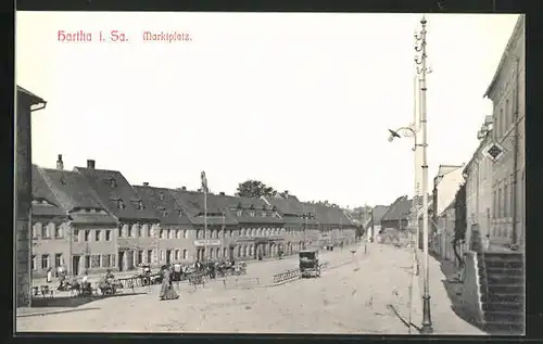 AK Hartha i. Sa., Marktplatz mit Geschäft