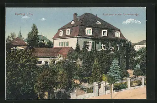 AK Coswig i. Sa., Landhaus an der Sachsenstrasse