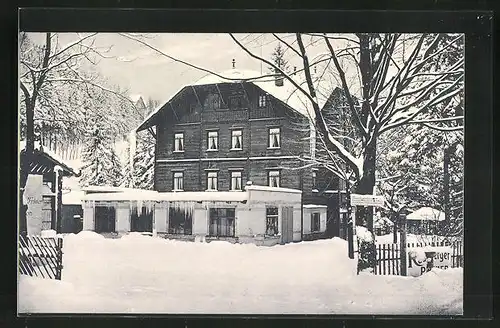 AK Kipsdorf i. Erzgeb., Hotel und Restaurant Halali im Schnee