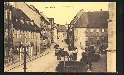 AK Rosswein, Kreuzstrasse mit Gasthaus von Wilhelm Hermann