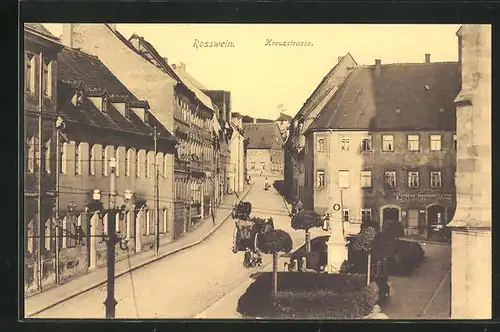 AK Rosswein, Kreuzstrasse mit Gasthaus von Wilhelm Hermann