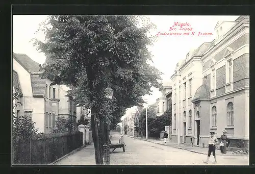 AK Mügeln /Bez. Leipzig, Lindenstrsse mit K. Postamt