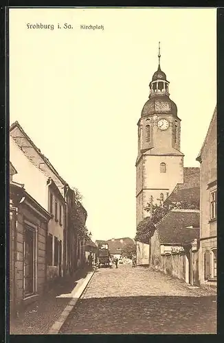 AK Frohburg i. Sa., Strasse am Kirchplatz