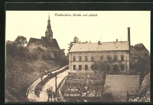 AK Taubenheim b. Meissen, Kirche mit Schule