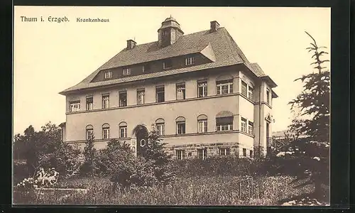 AK Thum /Erzgeb., Garten des Krankenhauses