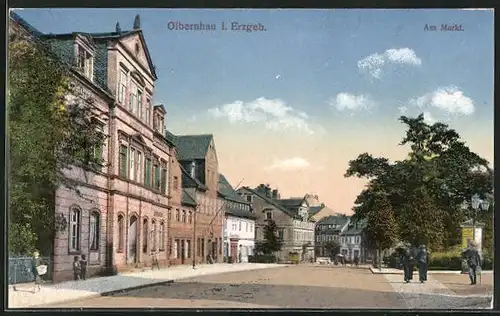 AK Olbernhau /Erzgeb., Am Markt
