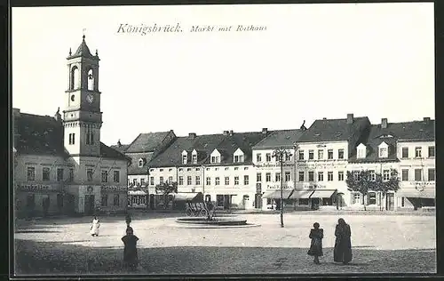 AK Königsbrück, Markt mit Rathaus