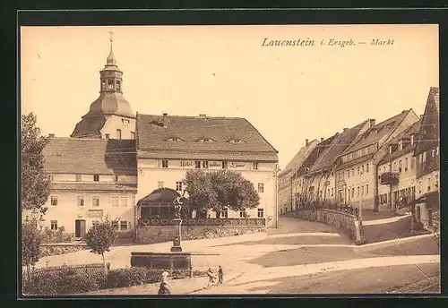 AK Lauenstein /Erzgeb., Hotel goldner Löwe am Markt