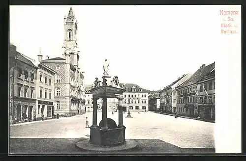 AK Kamenz i. Sa., Markt und Rathaus