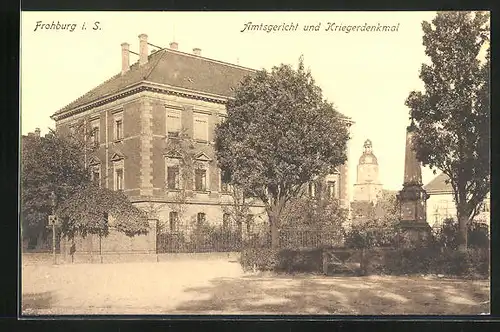 AK Frohburg i. S., Amtsgericht und Kriegerdenkmal