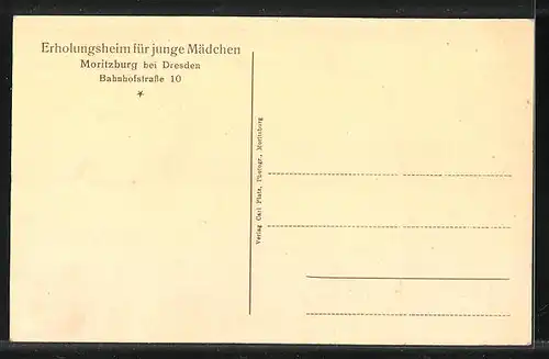 AK Moritzburg b. Dresden, Erholungsheim für junge Mädchen, Bahnhofstrasse 10