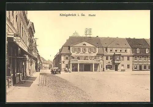 AK Königsbrück i. Sa., Markt mit Hotel zum Adler